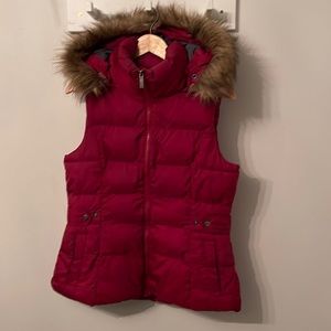 Puffer Vest with Faux Fur Hood